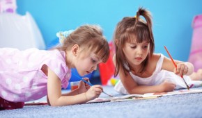Children drawing in the nursery