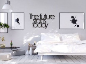 White light bedroom interior with double bed