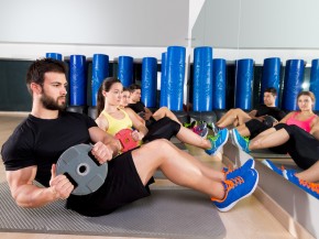 Abdominal plate training core group at gym